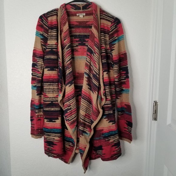 Lucky Brand Aztec Drape Long Sleeve Cardigan Size Medium - Picture 3 of 9